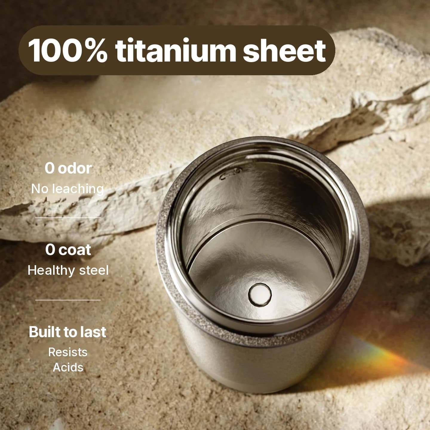 Titanium elektrisk oppvarmet reisebeger 350ml med temperaturkontroll