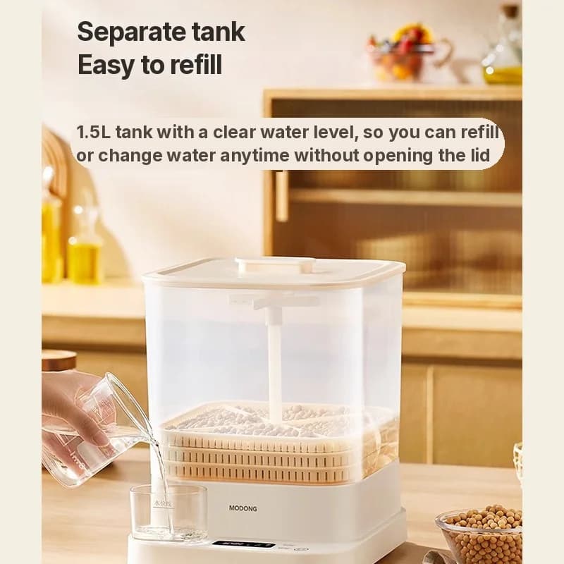 Elektrisk spiringsmaskin til hjemmebruk 1.5L 20W 3-lags