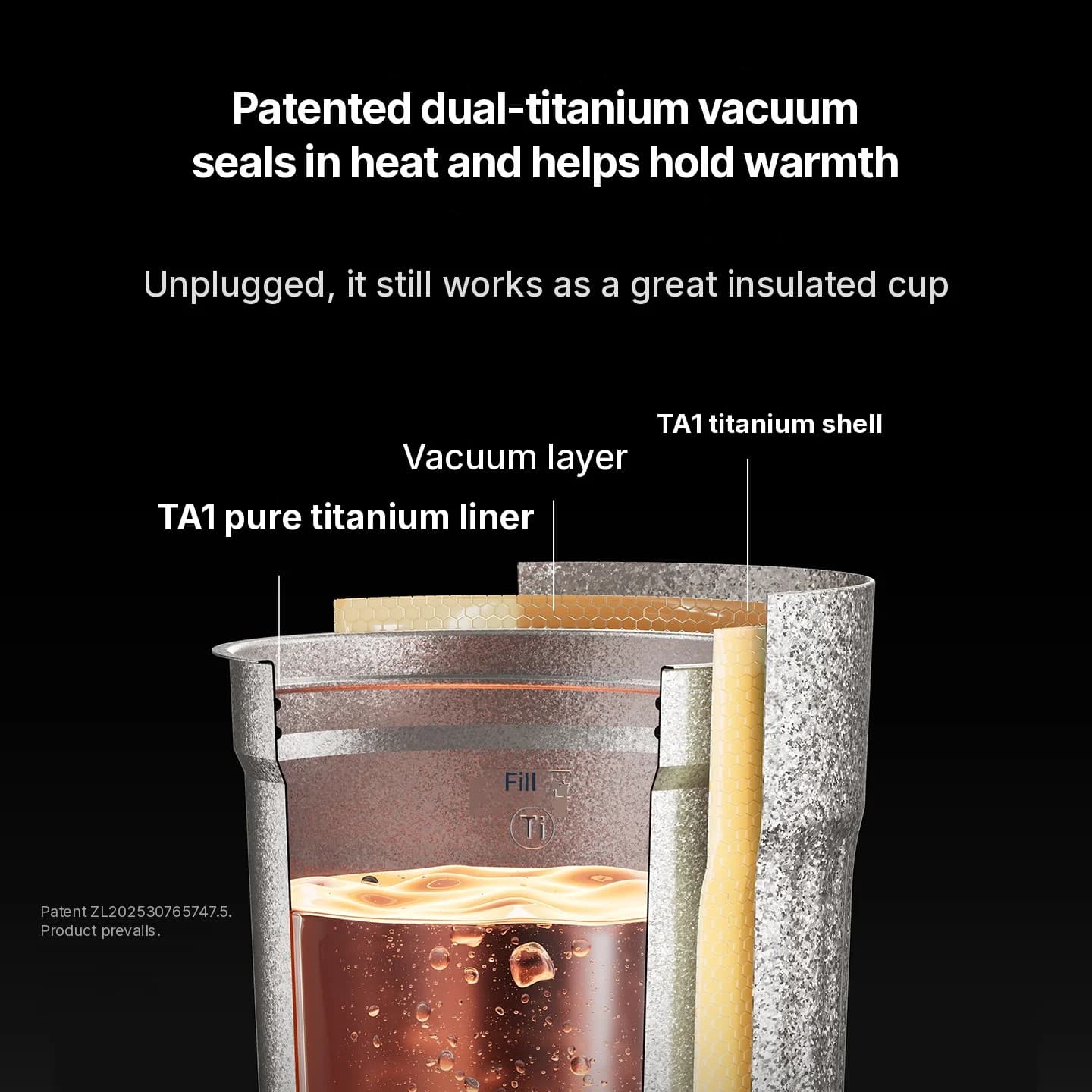 Bærbar titan elektrisk varmekopp 400ml temperaturskjerm
