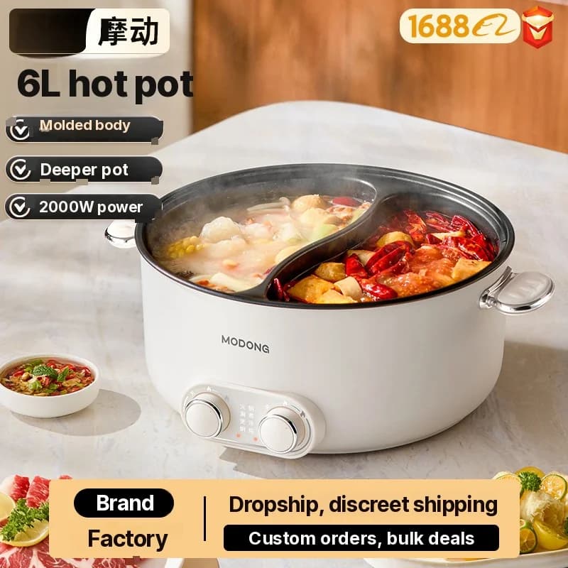 6L elektrisk hot pot med to soner og uavhengig temperaturkontroll