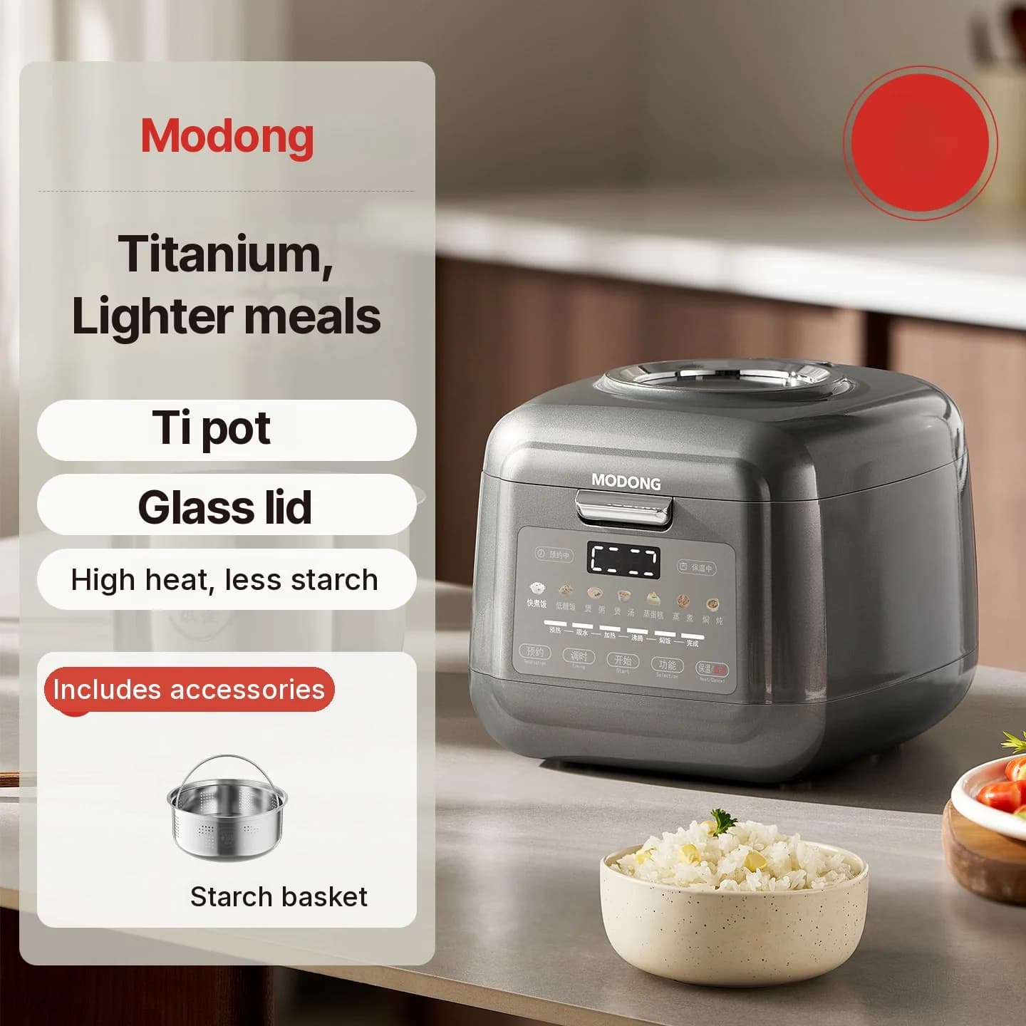 Elektrisk riskoker 3L med innertrommel i titan, hold varm