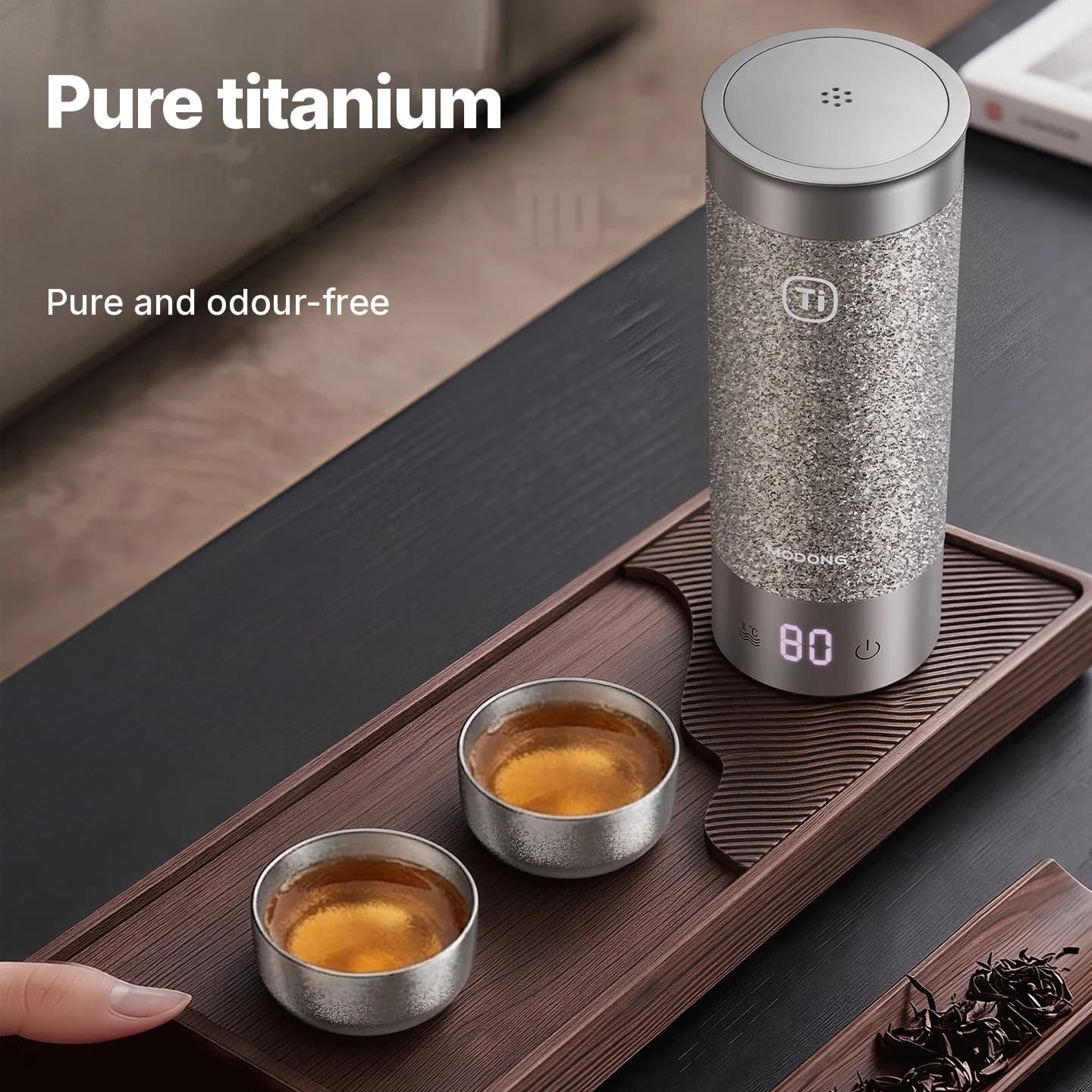 Gongfu tekoppsett i ren titan 55ml håndlaget, enkel finish