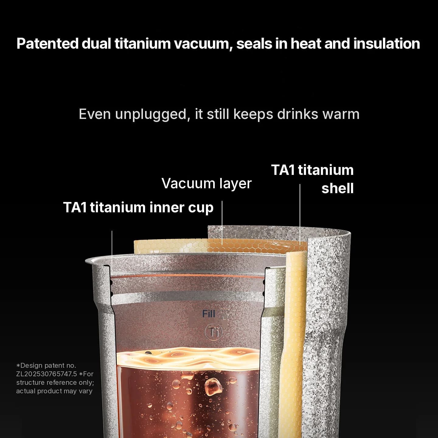 Elektrisk reisekopp i titan 400ml med temperaturdisplay