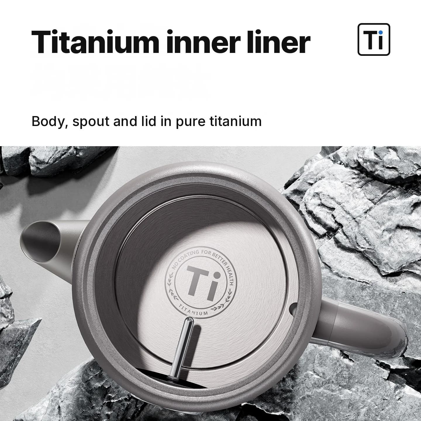 Ren titan elektrisk vannkoker 1.8L med temperaturdisplay