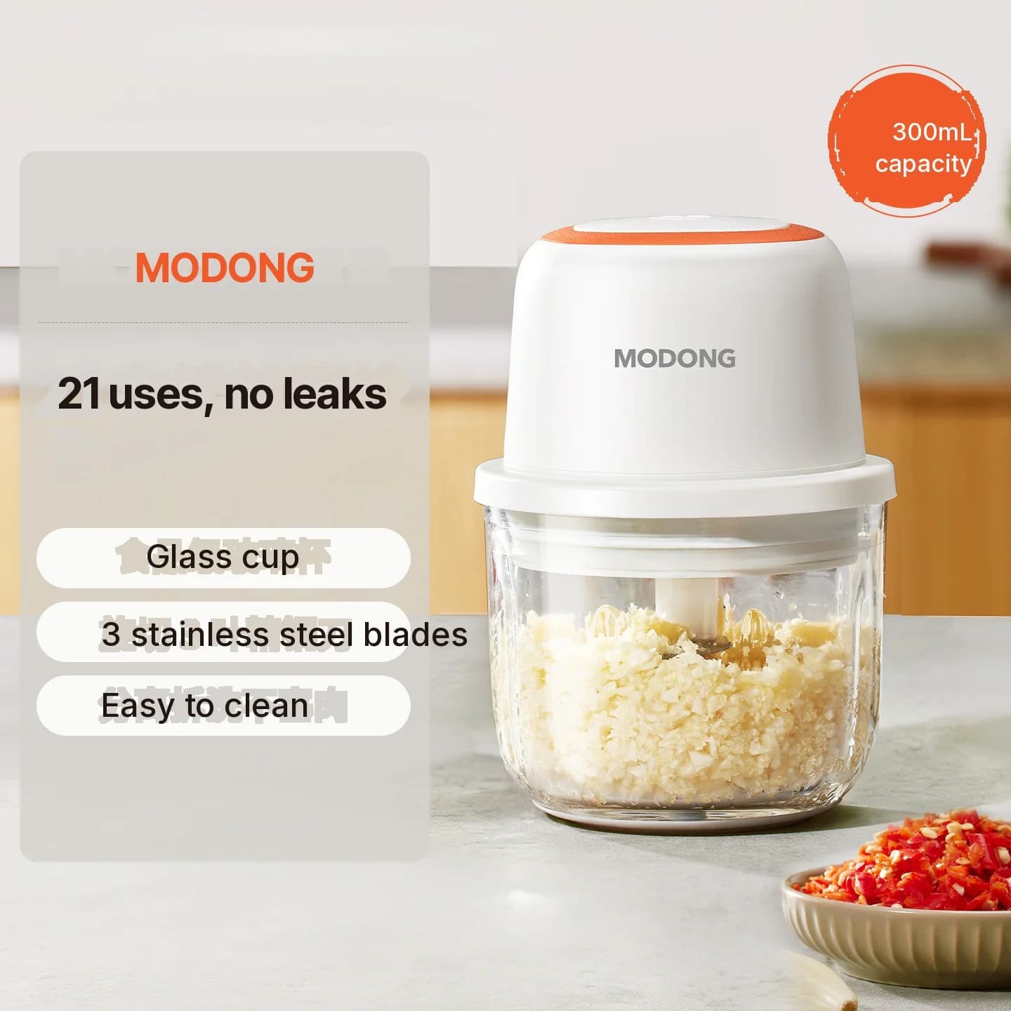 Elektrisk hvitløkhakker Mini Food Processor 300ml 5V 45W