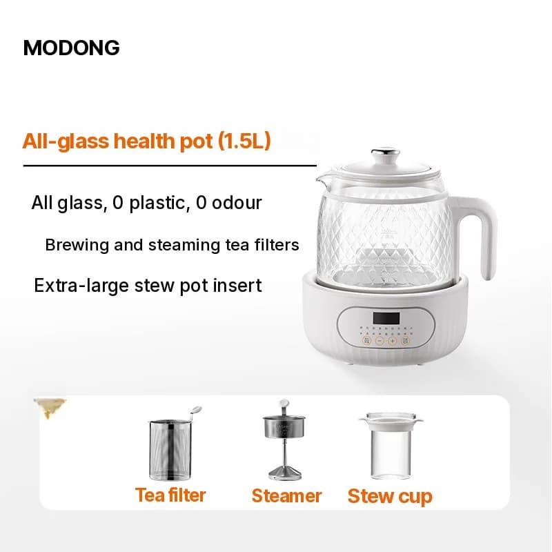 Glass Elektrisk Health Pot med Dobbel Anti-skålding