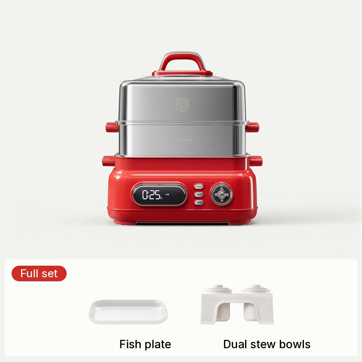 Elektrisk dampkoker i rustfritt stål, 3 etasjer, 18 L, 220 V, 1500 W