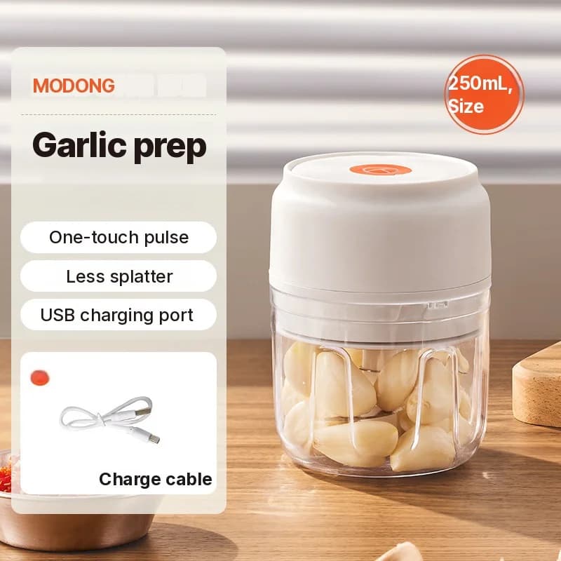Bærbar elektrisk hvitløkhakker 250ml trådløs food grinder