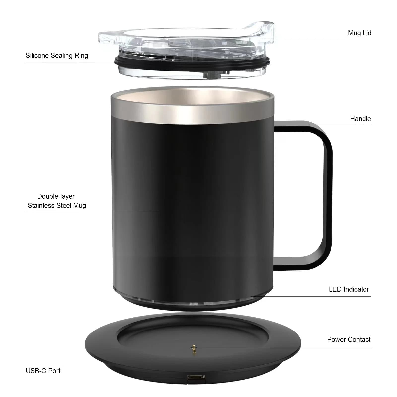 12oz USB oppvarmet kaffekopp